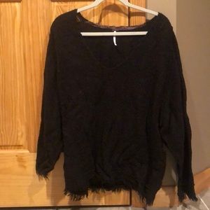 Free people dark brown oversized slouchy sweater